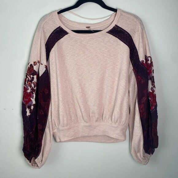 Free People Casual Clash Balloon Sleeve Thermal Top XS - Picture 4 of 8